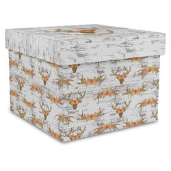 Floral Antler Gift Box with Lid - Canvas Wrapped - X-Large (Personalized)