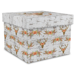 Floral Antler Gift Box with Lid - Canvas Wrapped - XX-Large (Personalized)