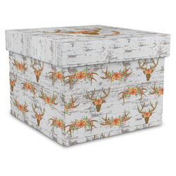 Floral Antler Gift Box with Lid - Canvas Wrapped - XX-Large (Personalized)