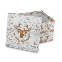 Floral Antler Gift Box with Lid - Canvas Wrapped (Personalized)