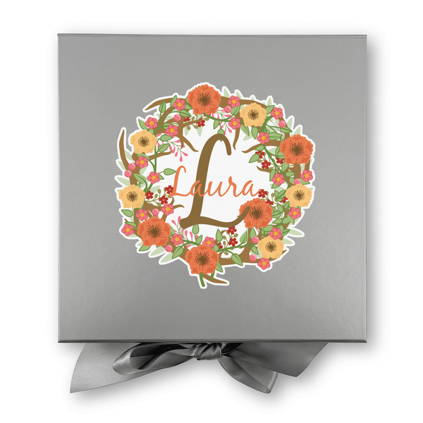 Floral Antler Gift Boxes with Magnetic Lid - Silver - Approval