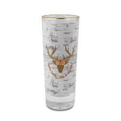 Floral Antler 2 oz Shot Glass -  Glass with Gold Rim - Set of 4 (Personalized)