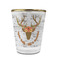 Floral Antler Glass Shot Glass - With gold rim - FRONT