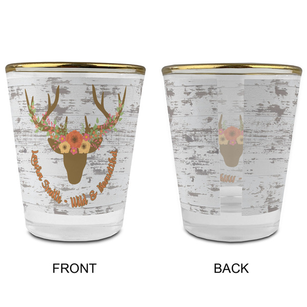 Floral Antler Glass Shot Glass - with gold rim - APPROVAL