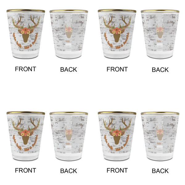 Floral Antler Glass Shot Glass - with gold rim - Set of 4 - APPROVAL