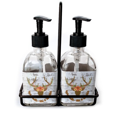 Floral Antler Glass Soap & Lotion Bottles (Personalized)