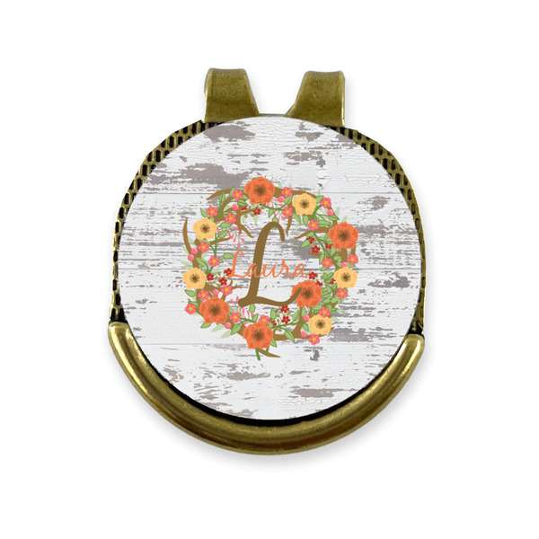 Custom Floral Antler Golf Ball Marker - Hat Clip - Gold