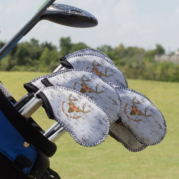Custom Floral Antler Golf Club Iron Cover - Set of 9 (Personalized)
