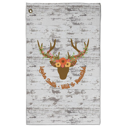 Floral Antler Golf Towel - Poly-Cotton Blend - Large w/ Name or Text