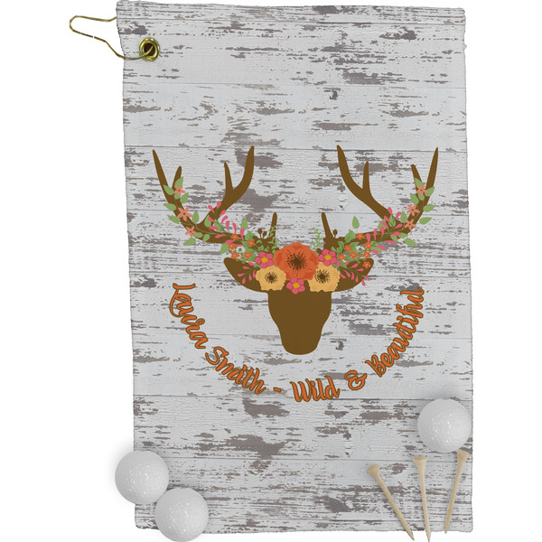 Floral Antler Golf Towel (Personalized)