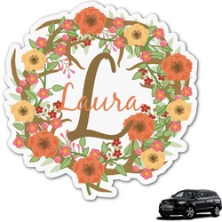 Floral Antler Graphic Car Decal (Personalized)
