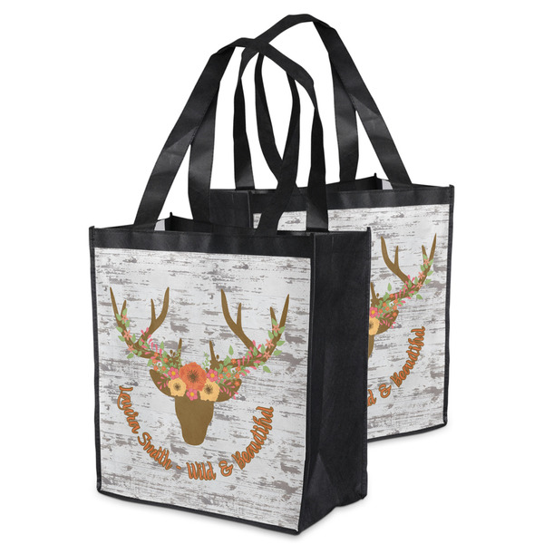 Floral Antler Grocery Bag - MAIN