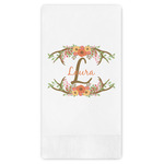 Floral Antler Guest Napkins - Full Color - Embossed Edge (Personalized)