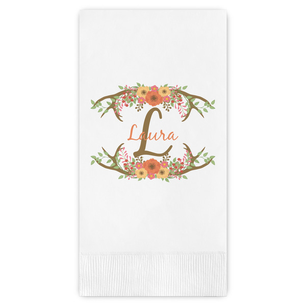 Custom Floral Antler Guest Paper Towels - Full Color (Personalized)