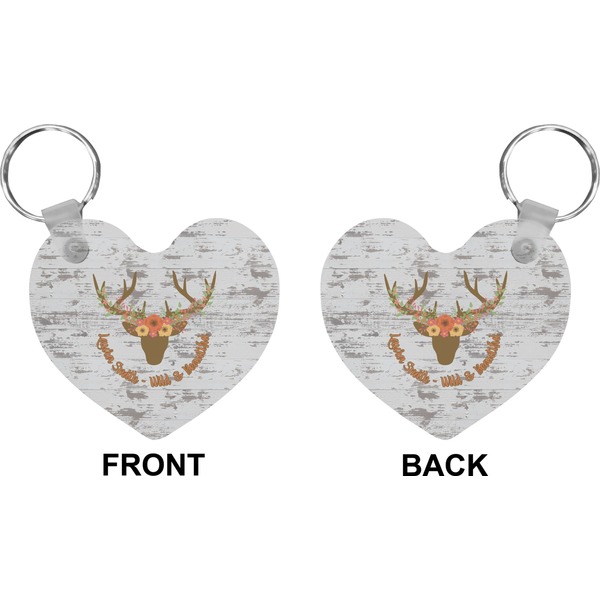 Floral Antler Heart Keychain (Front + Back)