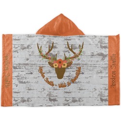 Floral Antler Kids Hooded Towel (Personalized)