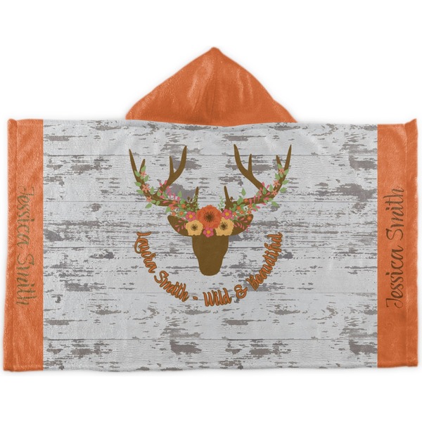 Custom Floral Antler Kids Hooded Towel (Personalized)