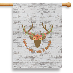 Floral Antler 28" House Flag - Double Sided (Personalized)