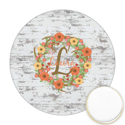 Floral Antler Printed Cookie Topper - Round (Personalized)
