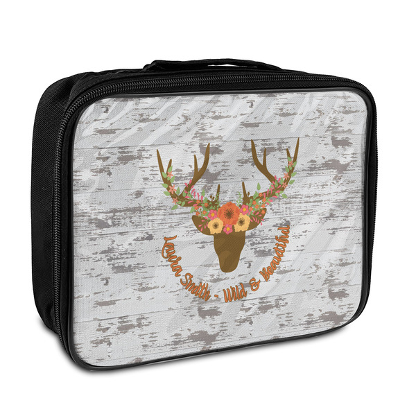 Custom Floral Antler Insulated Lunch Bag (Personalized)
