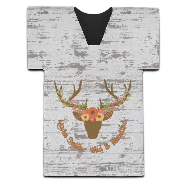 Custom Floral Antler Jersey Bottle Cooler (Personalized)