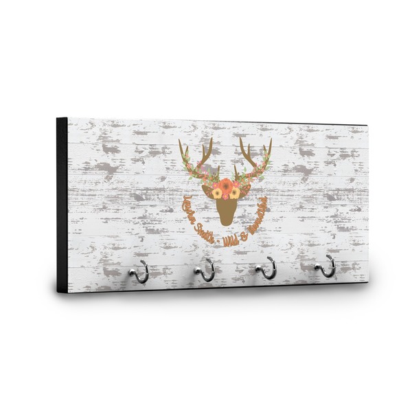 Floral Antler Key Hanger - Front View with Hooks