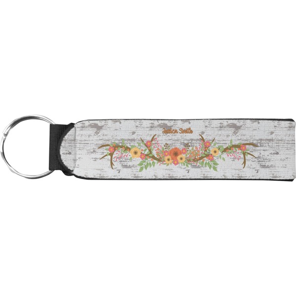 Custom Floral Antler Neoprene Keychain Fob (Personalized)