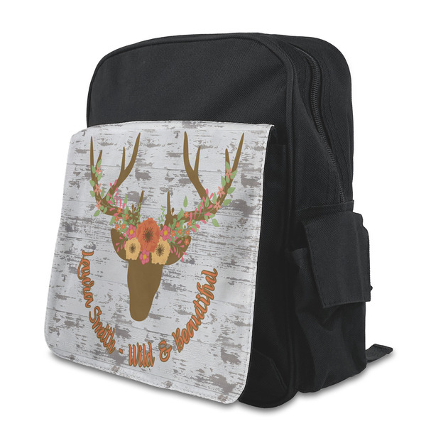 Custom Floral Antler Preschool Backpack (Personalized)