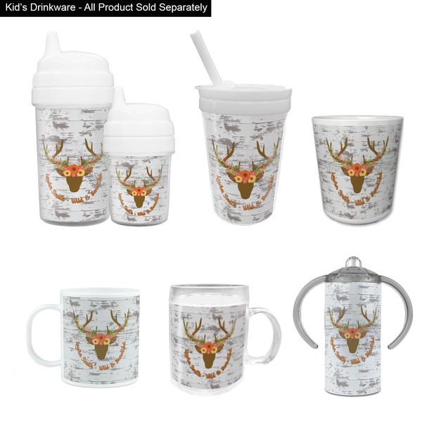 Floral Antler Kid's Drinkware - Customized & Personalized