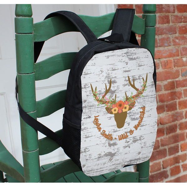 Floral Antler Kids Backpack - In Context