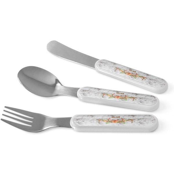 Custom Floral Antler Kid's Flatware (Personalized)