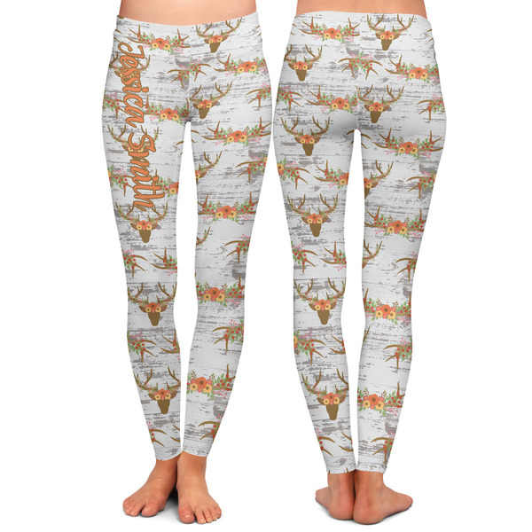 Floral Antler Ladies Leggings - Front and Back