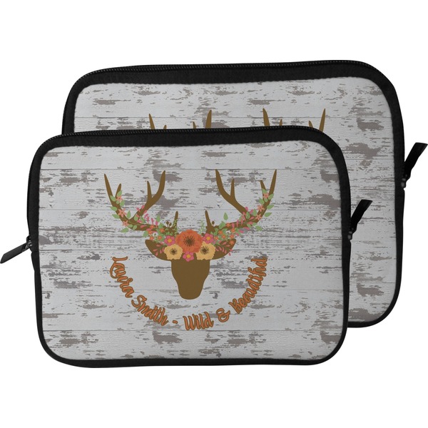 Floral Antler Laptop Sleeve (Size Comparison)