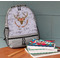 Floral Antler Large Backpack - Gray - On Desk