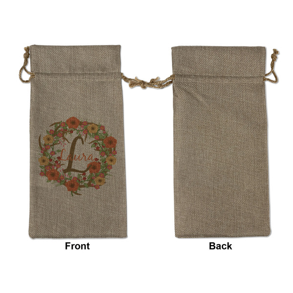 Floral Antler Large Burlap Gift Bags - Front Approval