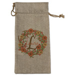 Floral Antler Large Burlap Gift Bag - Front (Personalized)