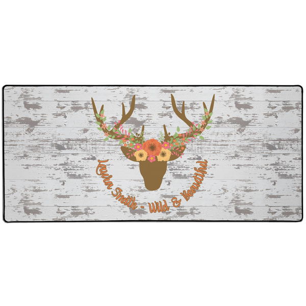 Custom Floral Antler 3XL Gaming Mouse Pad - 35" x 16" (Personalized)