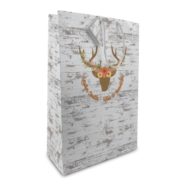 Custom Floral Antler Large Gift Bag (Personalized)