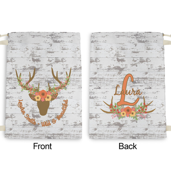 Floral Antler Large Laundry Bag - Front & Back View