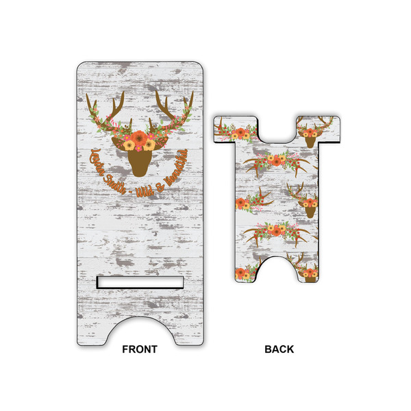 Floral Antler Large Phone Stand - Front & Back