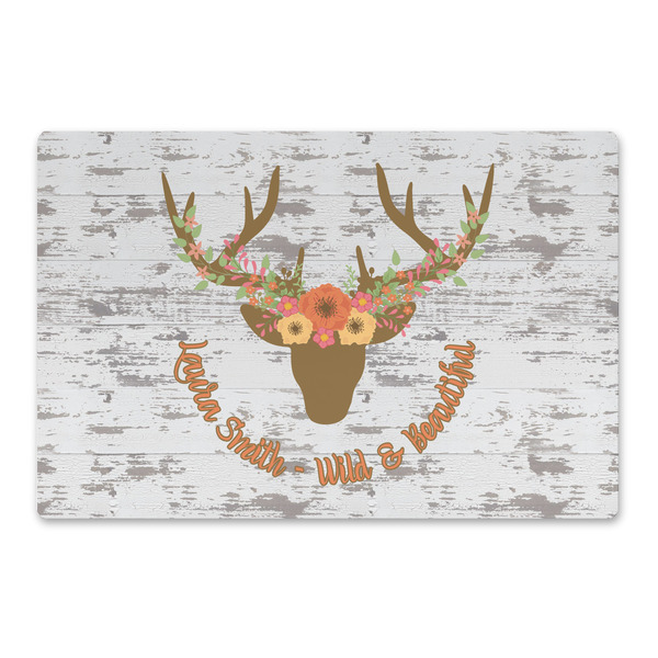 Custom Floral Antler Large Rectangle Car Magnet (Personalized)