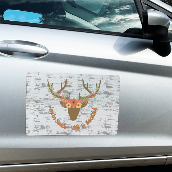 Floral Antler Large Rectangle Car Magnets- In Context