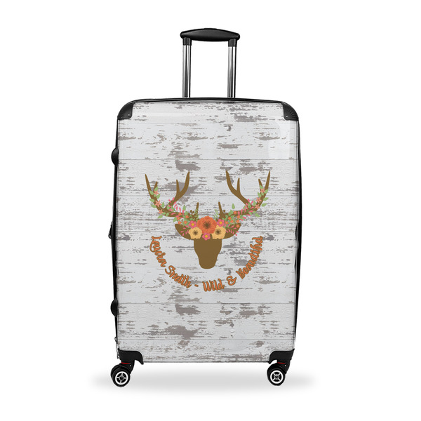 Custom Floral Antler Suitcase - 28" Large - Checked w/ Name or Text