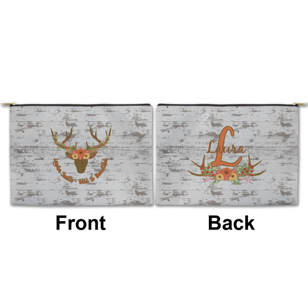 Floral Antler Large Zipper Pouch Approval (Front and Back)