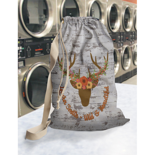 Floral Antler Laundry Bag in Laundromat