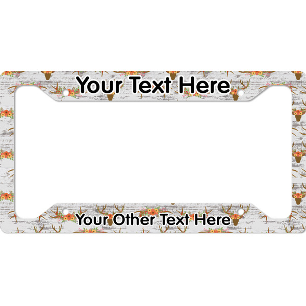 Custom Floral Antler License Plate Frame - Style A (Personalized)