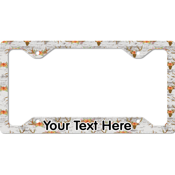 Custom Floral Antler License Plate Frame - Style C (Personalized)