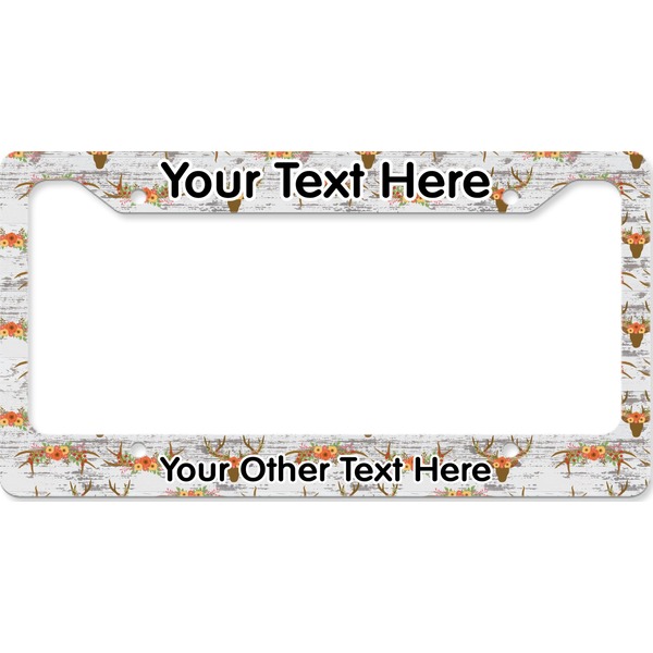 Custom Floral Antler License Plate Frame - Style B (Personalized)