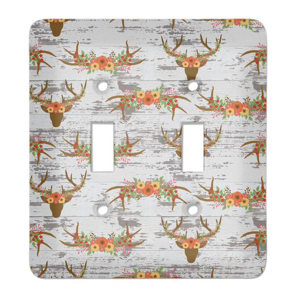Custom Floral Antler Light Switch Cover (2 Toggle Plate)