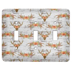 Floral Antler Light Switch Cover (3 Toggle Plate)